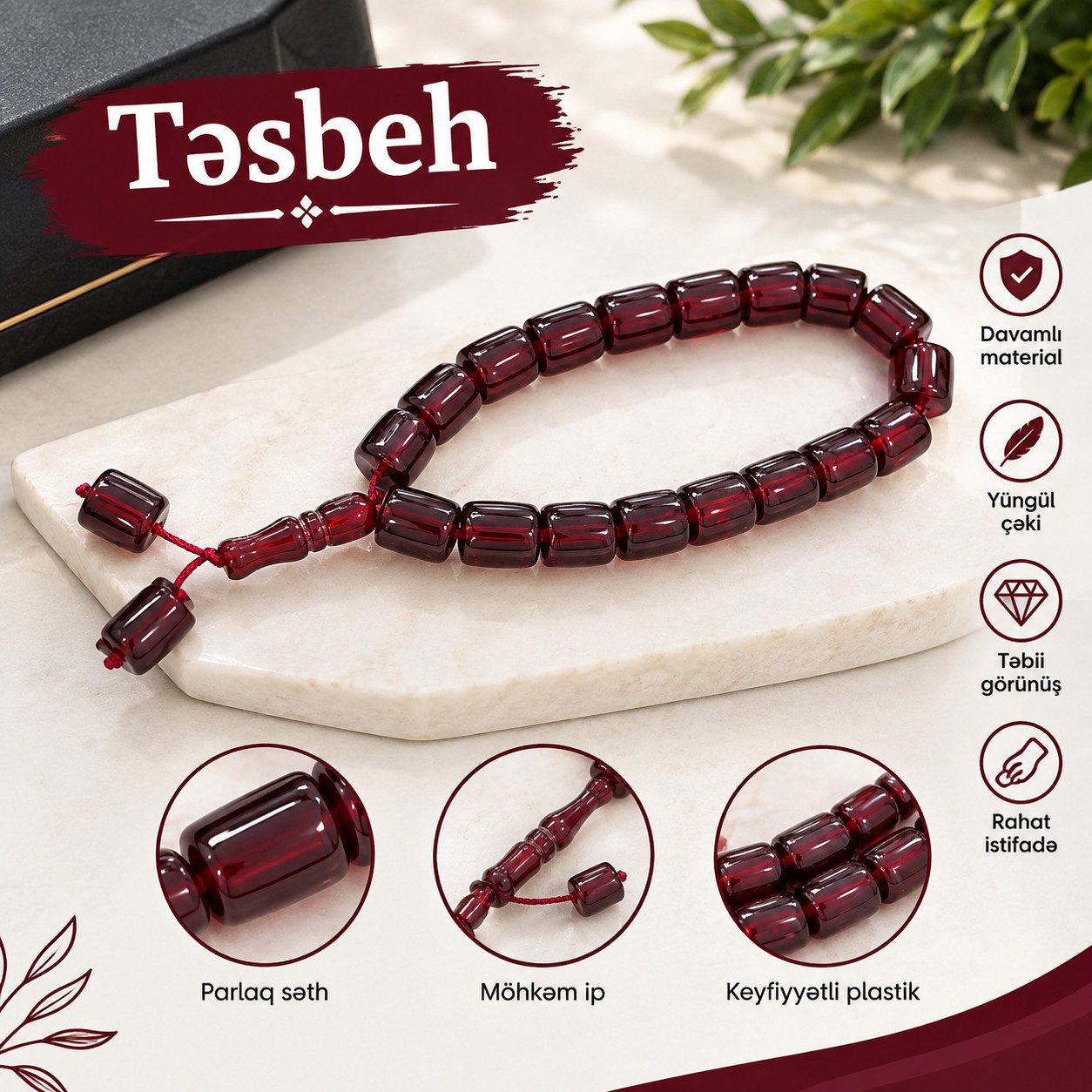 Təsbeh, plastik, 17 muncuq
