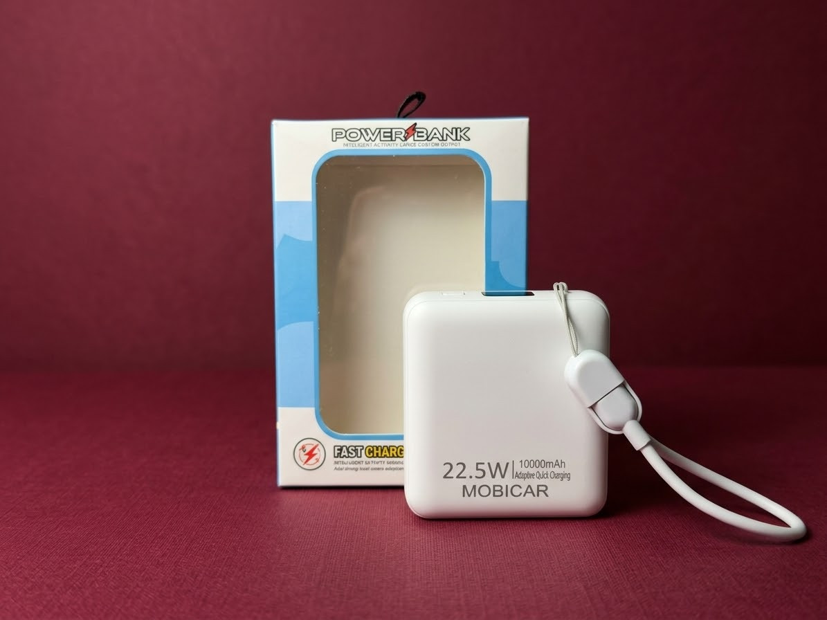 Xarici akkumulyator, 10000 mAh, 22.5 Vt, Ağ, USB-C, USB-A