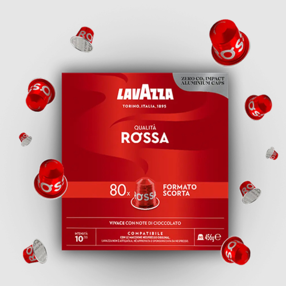 Kapsullarda qəhvə Lavazza Qualita Rossa, Nespresso Original, Espresso, Orta tünd, 80 əd