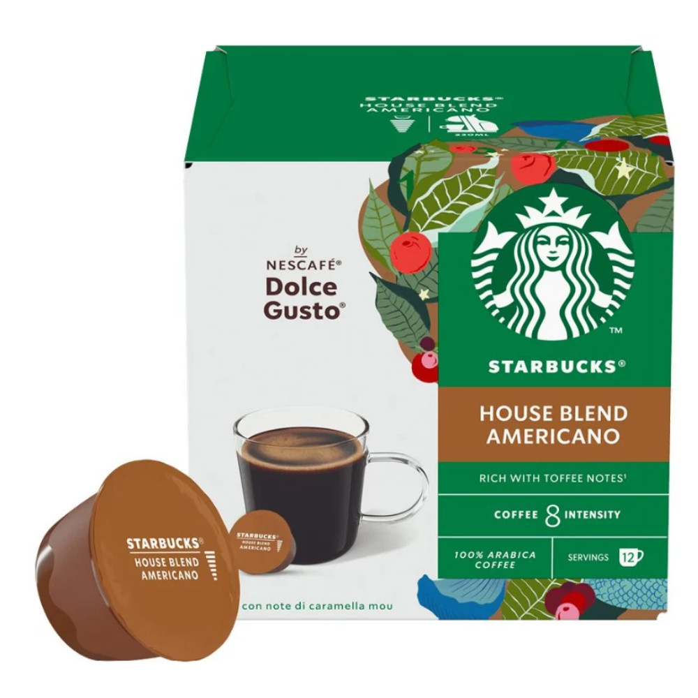 Kapsul qəhvə Starbucks House Blend Dolce Gusto üçün 12 əd orta qovrulma