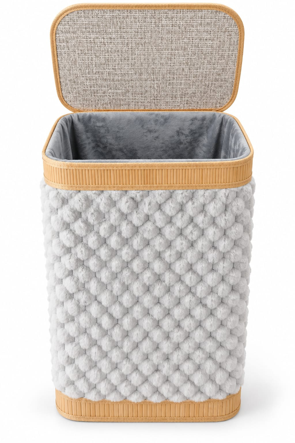 Camaşır üçün səbət, 70 l, bambuk, boz