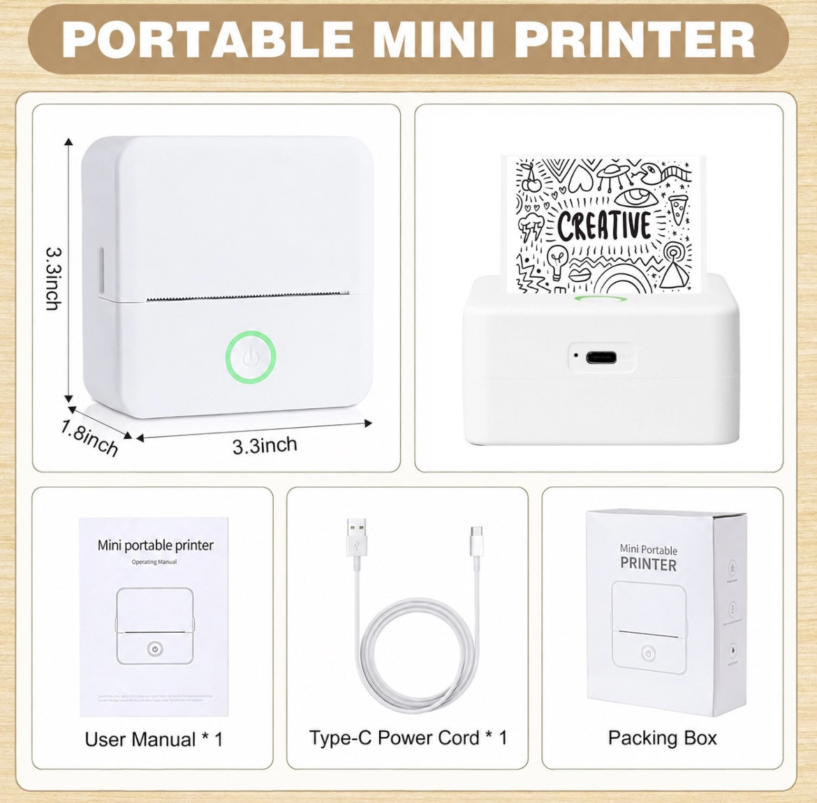 Fotoprinter Gprinter 300×300 dpi 10–40 mm/s mürəkkəbsiz ağ-qara