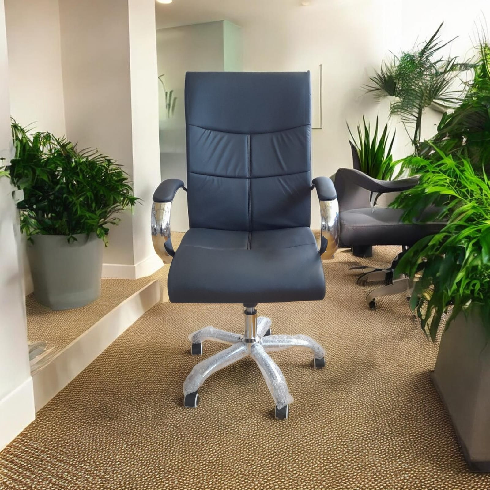 Ofis üçün kreslo, eko dəri, qara, 160 kq