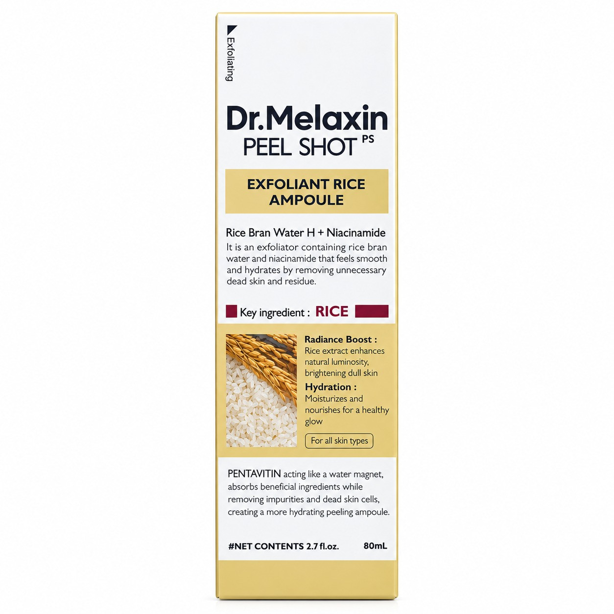Pilinq-zərdab Dr.Melaxin Peel Shot Exfoliating White Rice Ampoule 80 ml