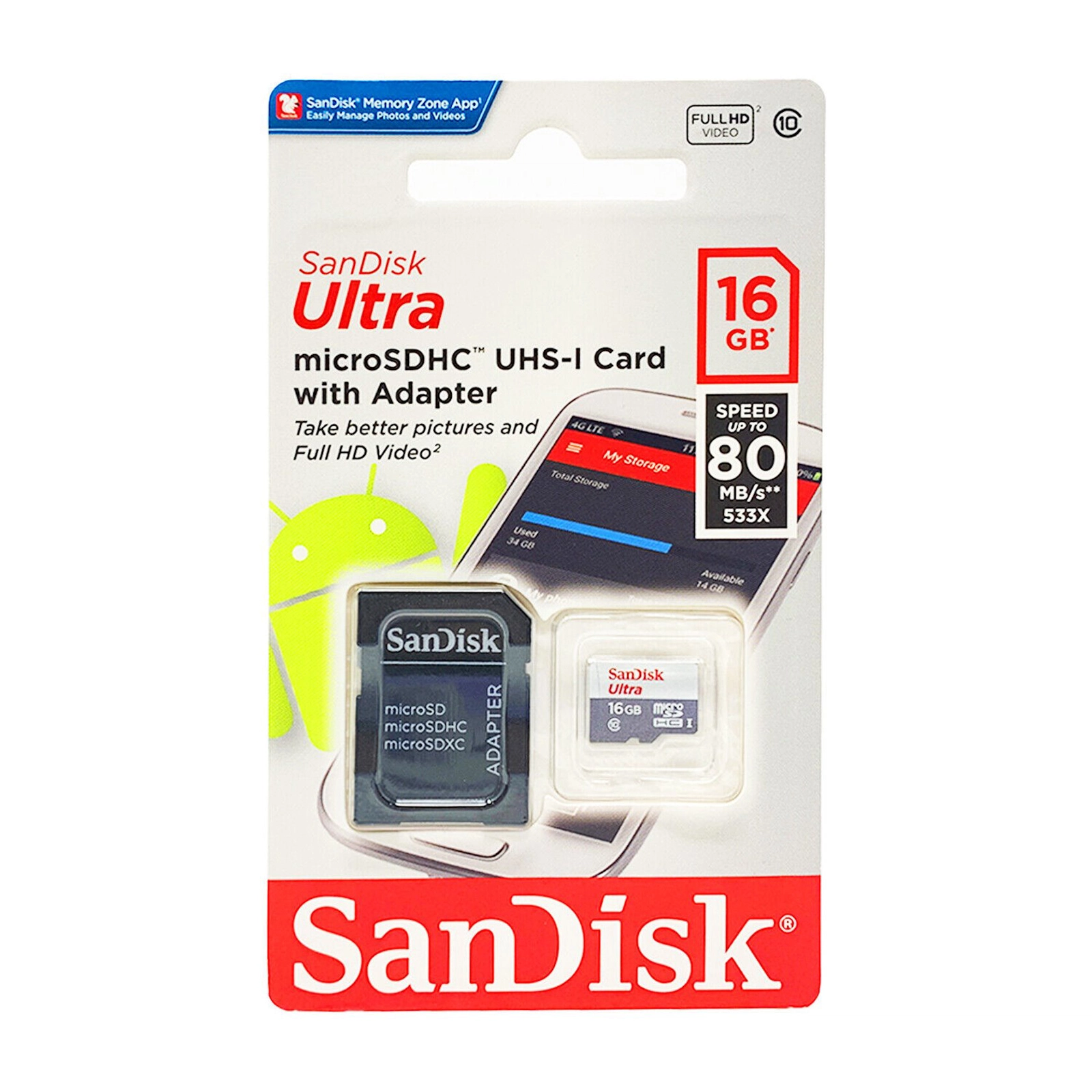 Yaddaş kartı SanDisk Ultra 16GB microSDHC Class 10