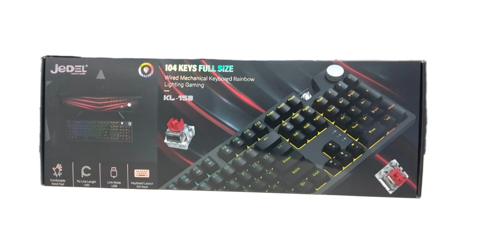 Oyun klaviatura Jedel KL-158, Mexaniki (Red - xətti), Tam ölçü, USB-A
