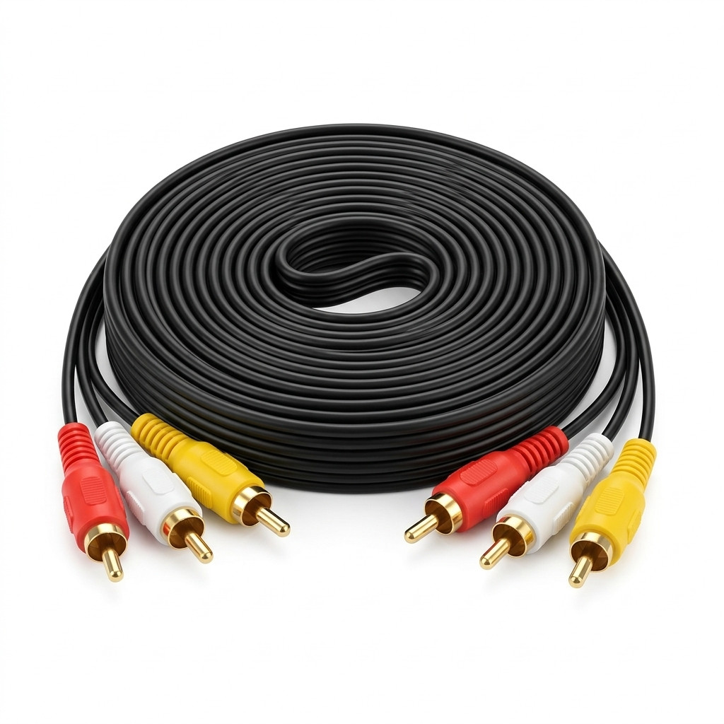 Audio-video kabel 3RCA–3RCA, 5 m, qara