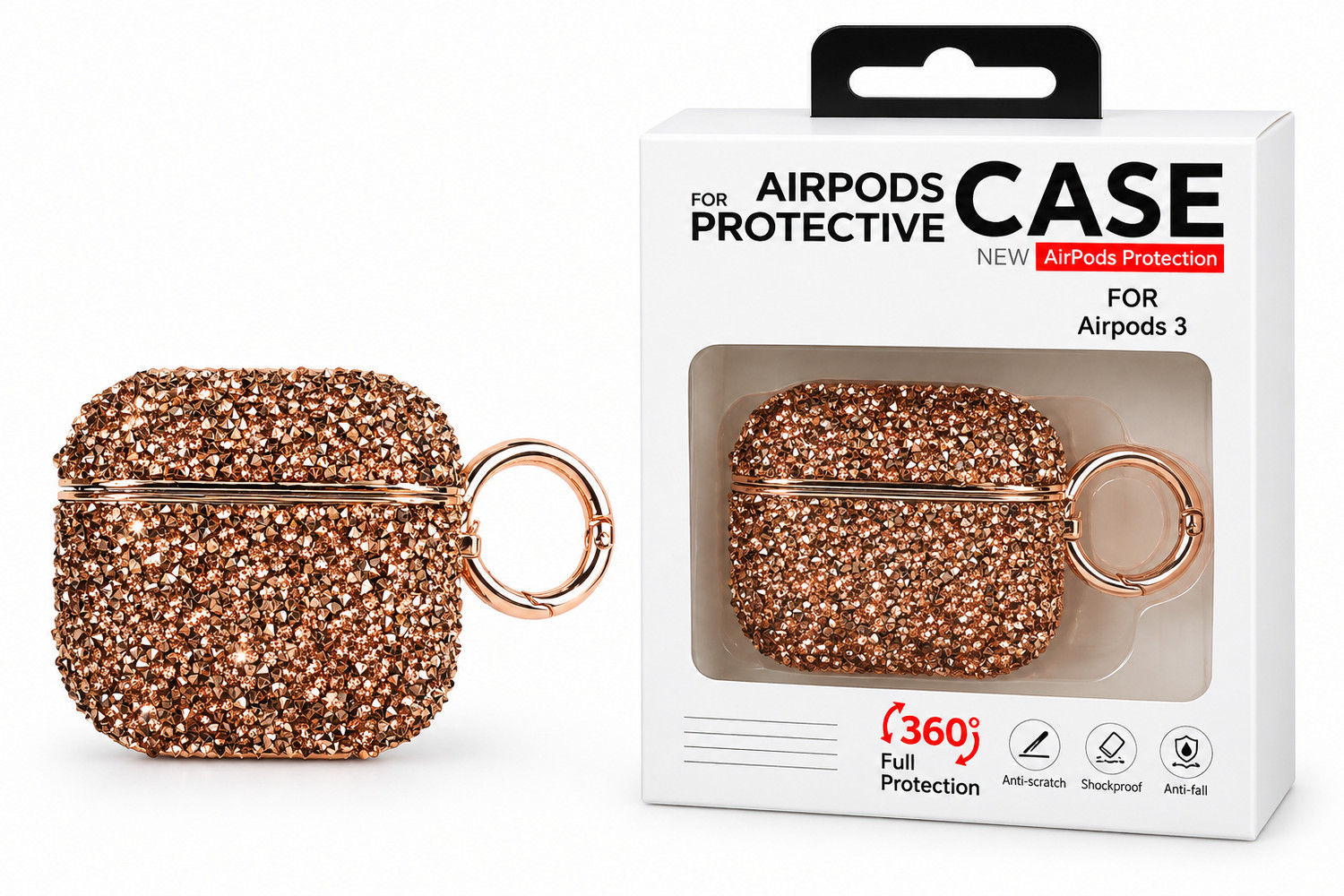Qulaqlıq üçün çexol - Apple AirPods 3 üçün çexol, plastik, tünd bürünc