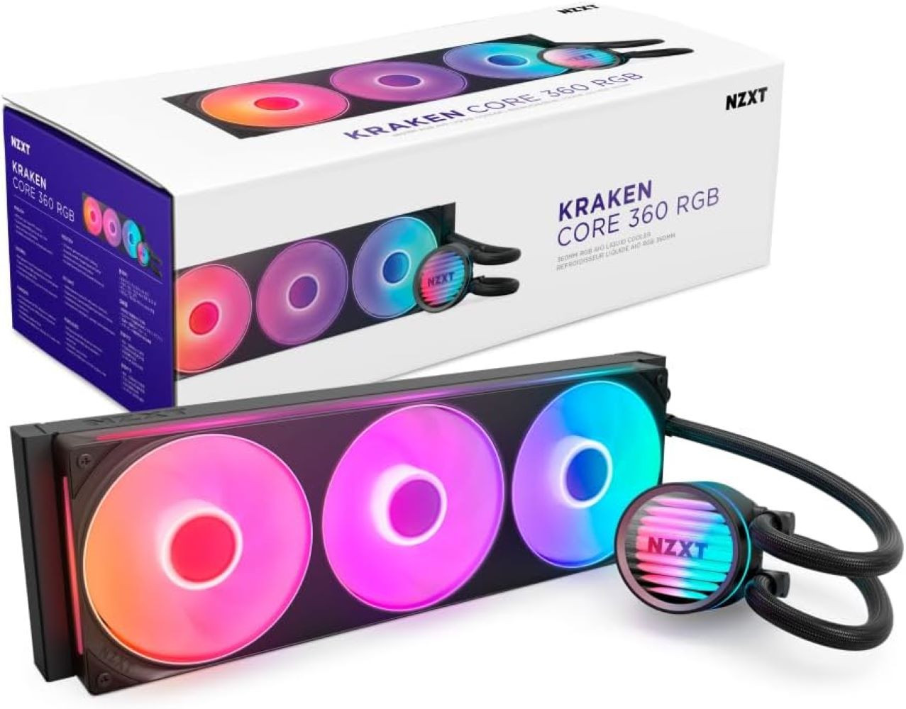Soyutma sistemi NZXT Kraken Core 360 RGB, AMD AM5/AMD AM4/Intel LGA1700/Intel LGA1851, 360 mm, 120 mm
