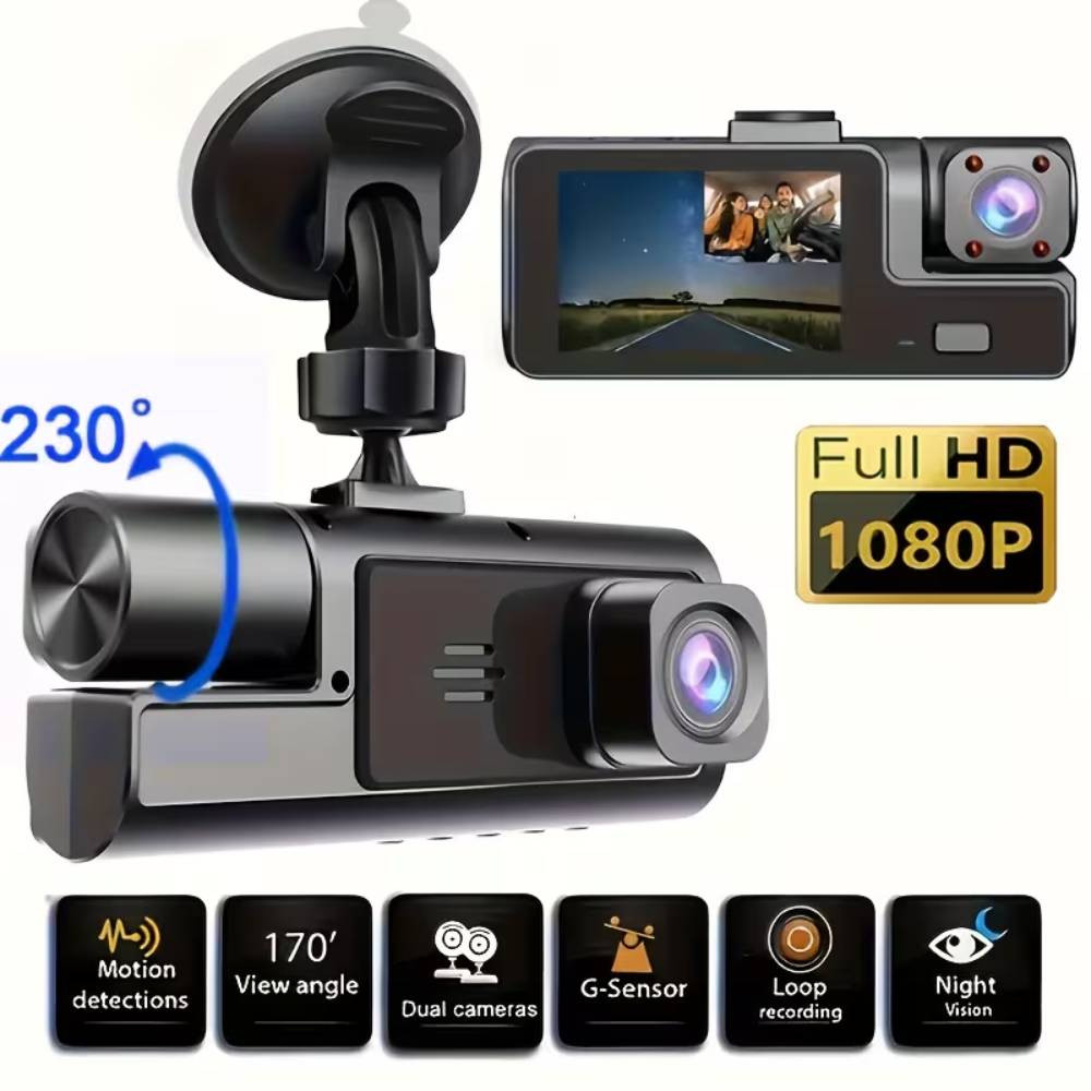Videoqeydiyyatçı No brand, İki kanallı (ön + arxa), 1080p FHD, 230 °