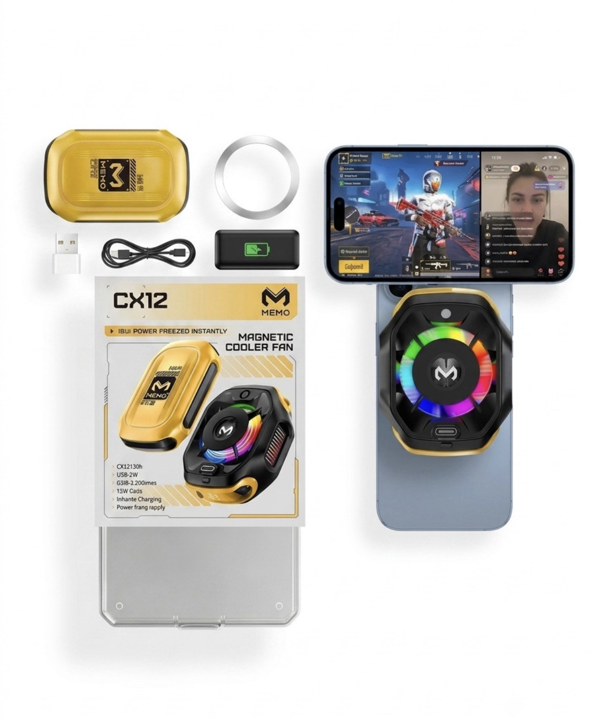 Kuler telefon üçün Memo, CX12, Simli, Qara, Sarı