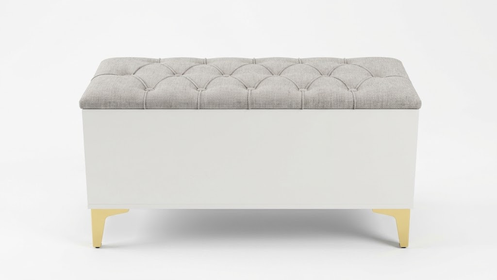 Pufik, Laminat, Boz, 90x40x45 sm