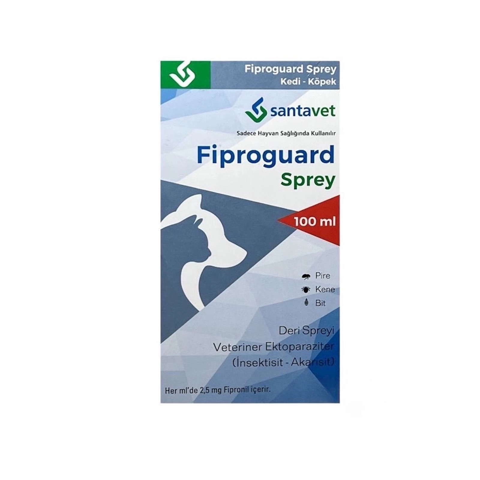 Sprey Santavet Fiproguard itlər və pişiklər üçün, bit və gənə əleyhinə, 100 ml