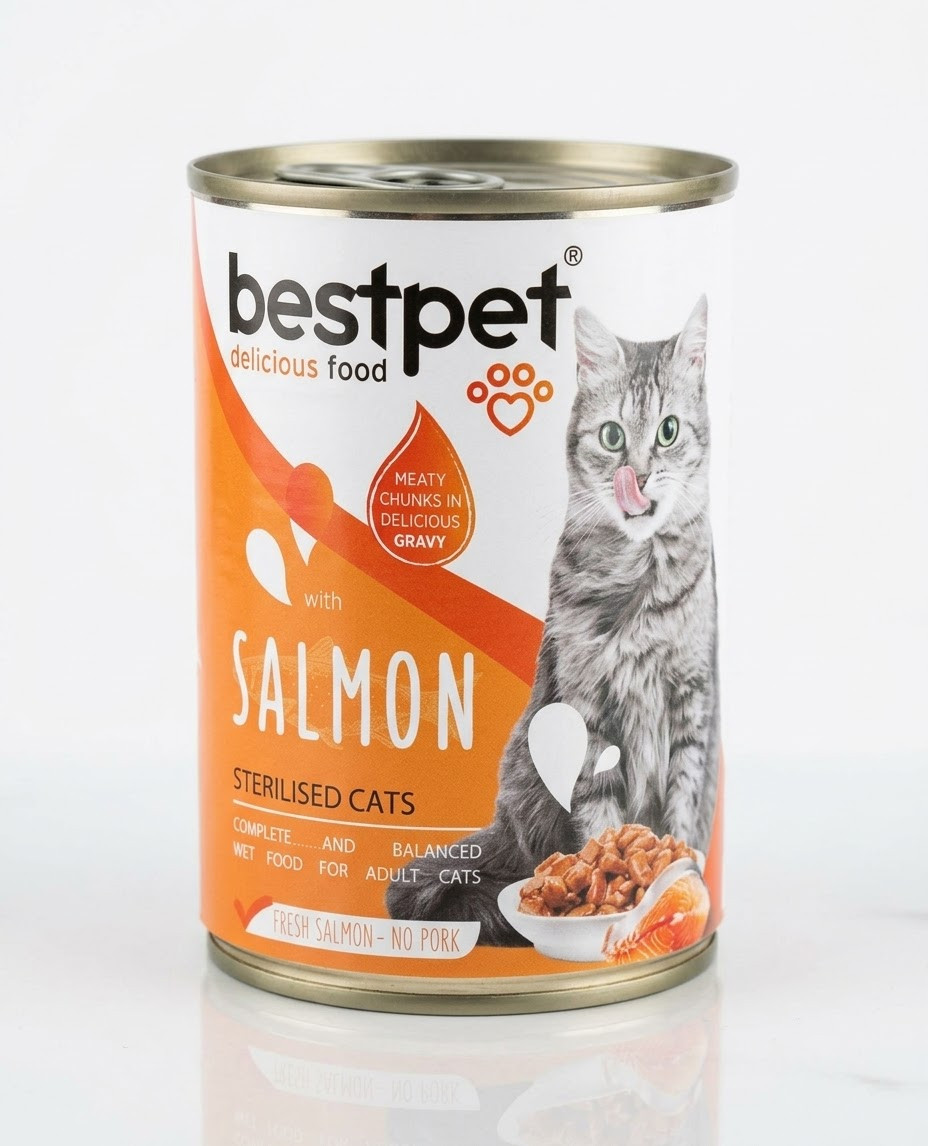 Pişik üçün konserv yem Bestpet, 400 q, Banka, Jeledə tikələr