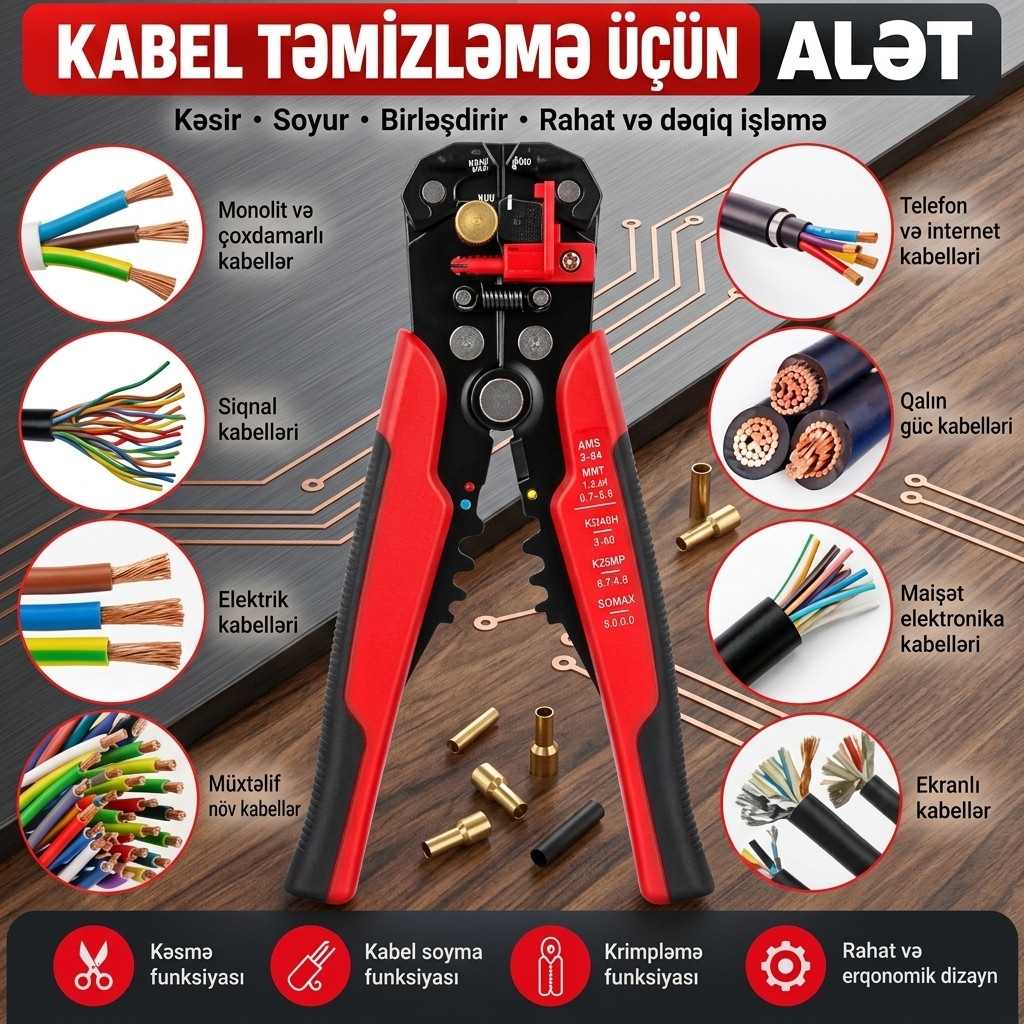 Elektromontaj qısqacı dielektrik örtüklü qara.
