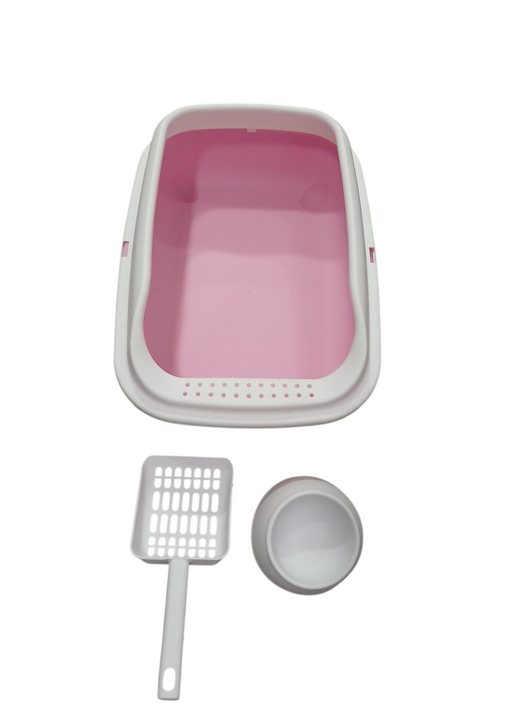 Tualet-lotok, kürəkcik və kasa dəsti 37655784, plastik, ağ/çəhrayı, 40x25x13 sm