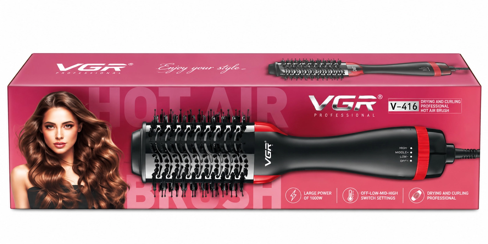 Fen VGR, V-416, 1000 Vt, Qara, 2 sürət, 2 temperatur rejimi