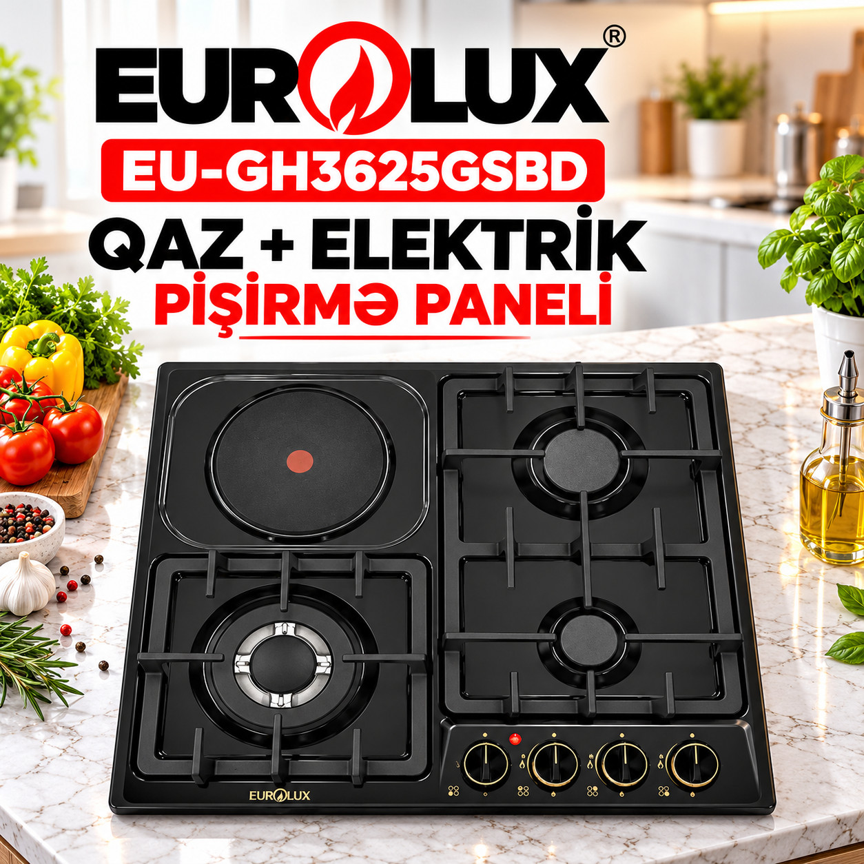 Bişirmə paneli Eurolux EU-GH3625GSBD.