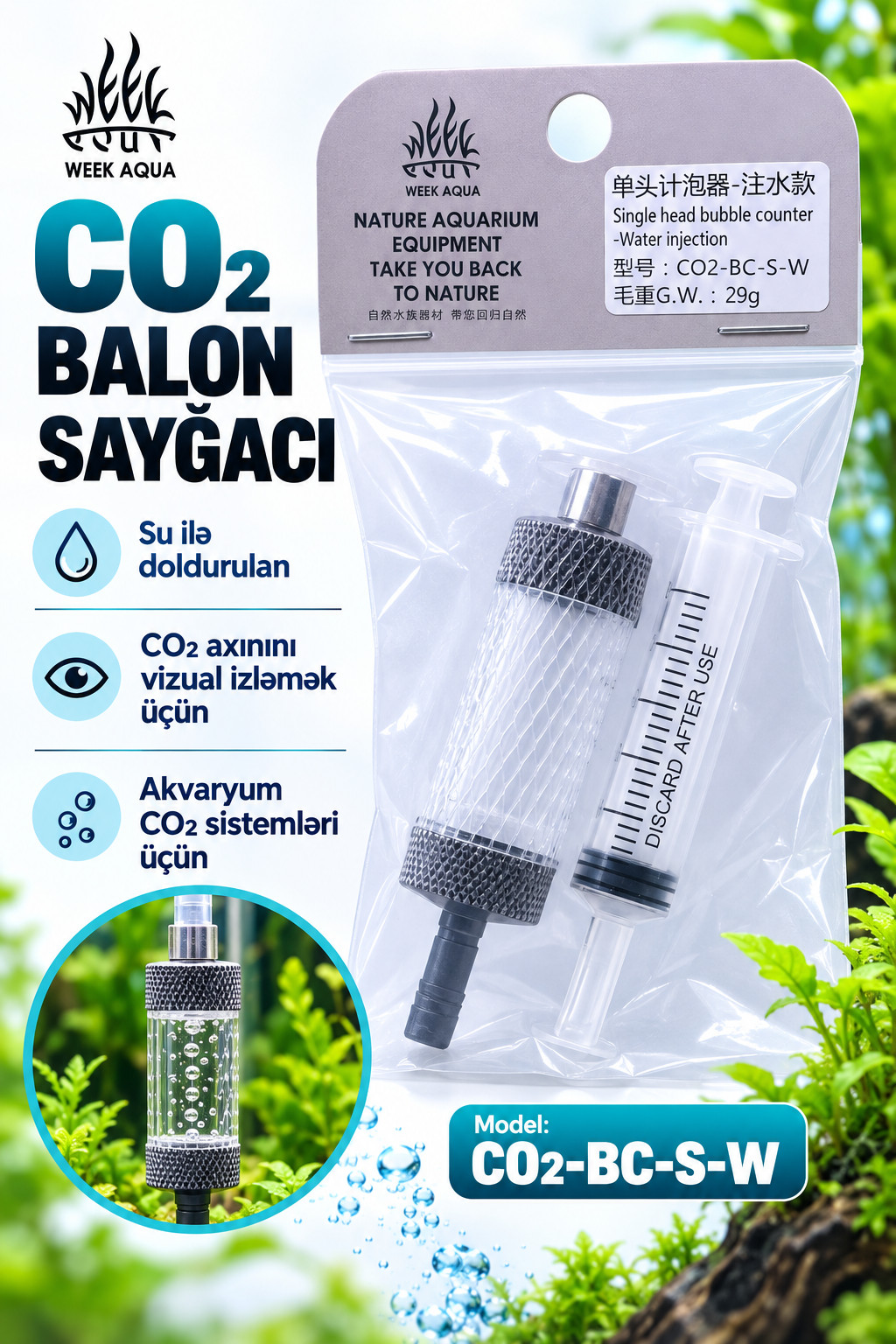 Qabarcıq sayğacı CO2 Week Aqua