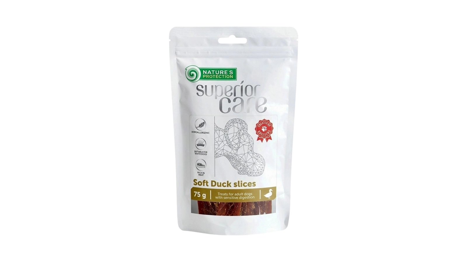 Məzə itlər üçün Nature’s Protection Superior Care Soft Duck Slices, 75 q