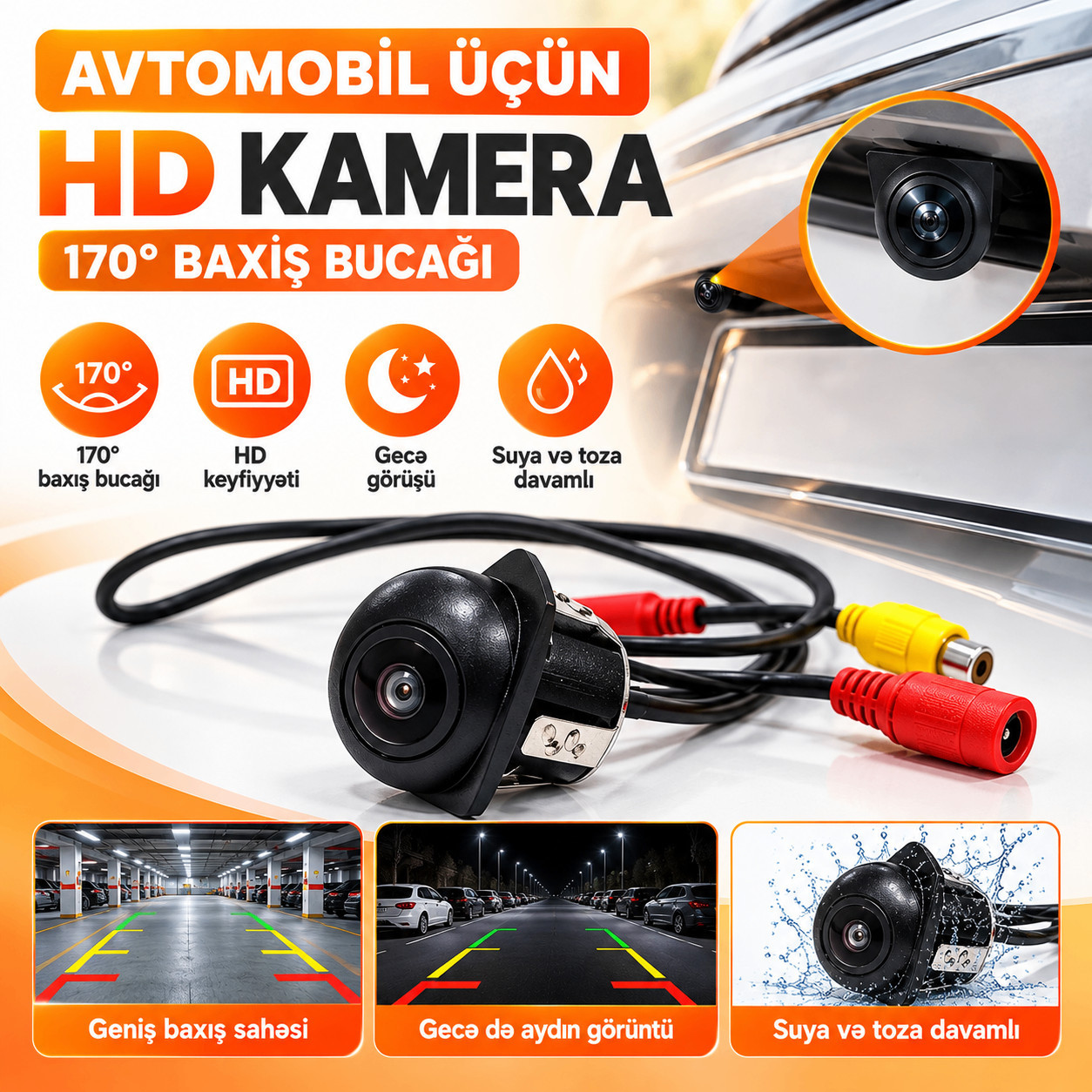 Avtomobil üçün arxa görüntü kamerası No Brand, HD, 170°