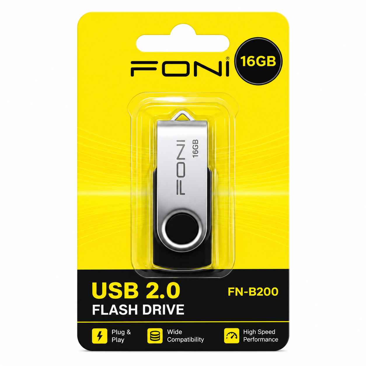 USB fləş kart Foni FN-B200, 16 GB, USB 2.0, Gümüşü, 10 Mb/s