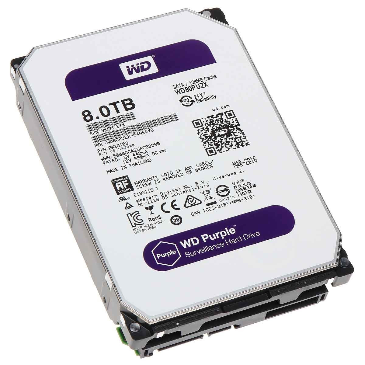 Sərt disk WD Purple WD82PURX 8 TB 3.5 düym SATA III müşahidə sistemləri üçün.