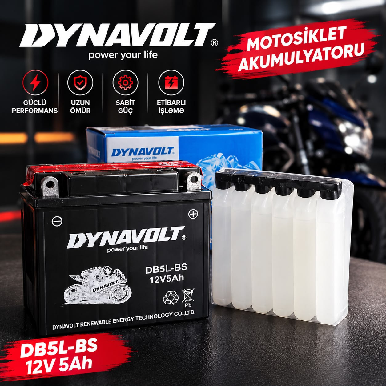 Mototexnika üçün akkumulyator Dynavolt, Kvadrosikllər/Mopedlər/Motosikl/Skuterlər, Qara, 500 q