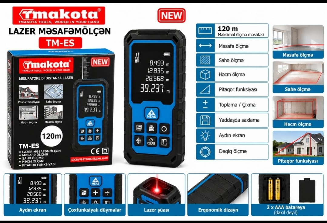Lazer məsafəölçən Tmakota TM-ES 120 m-dək qara.