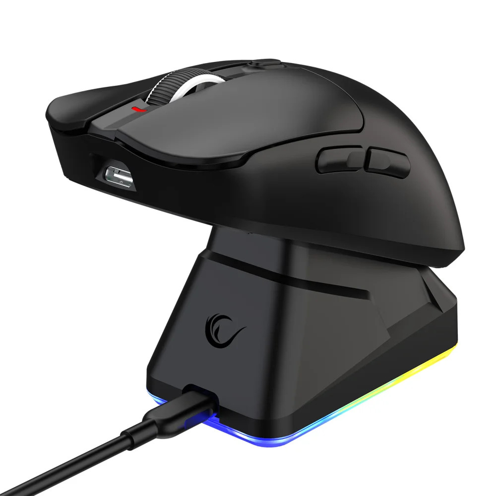 Oyun siçanı Rampage AERIS Wireless RGB Charging Stand Black, Radiokanal, Optik, 24000 dpi