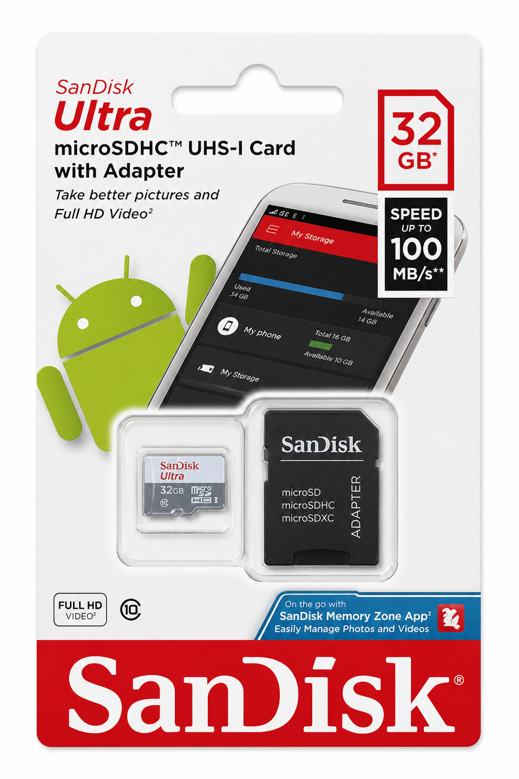 Yaddaş kartı SanDisk 32GB Ultra microSDHC UHS-I Class 10