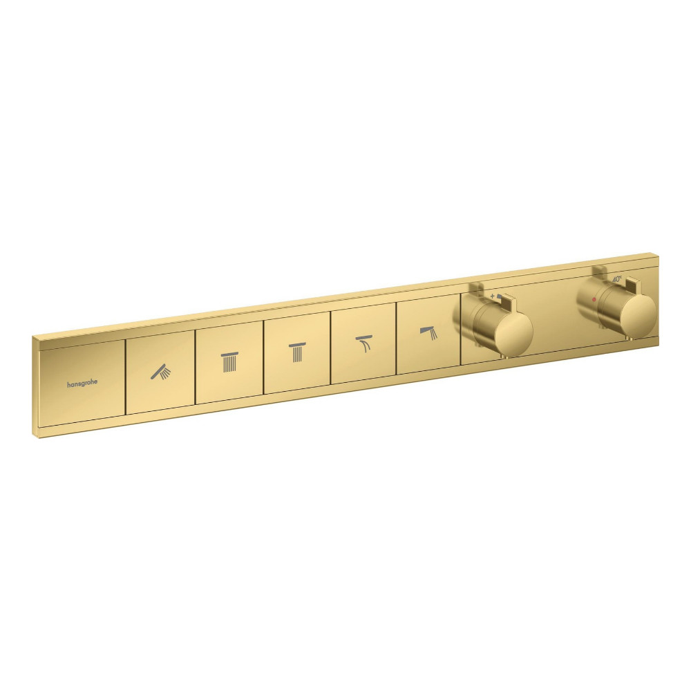 Gizli duş termostatı Hansgrohe RainSelect 5 funksiya, Qızılı, Quraşdırılan, Parlaq, Metal