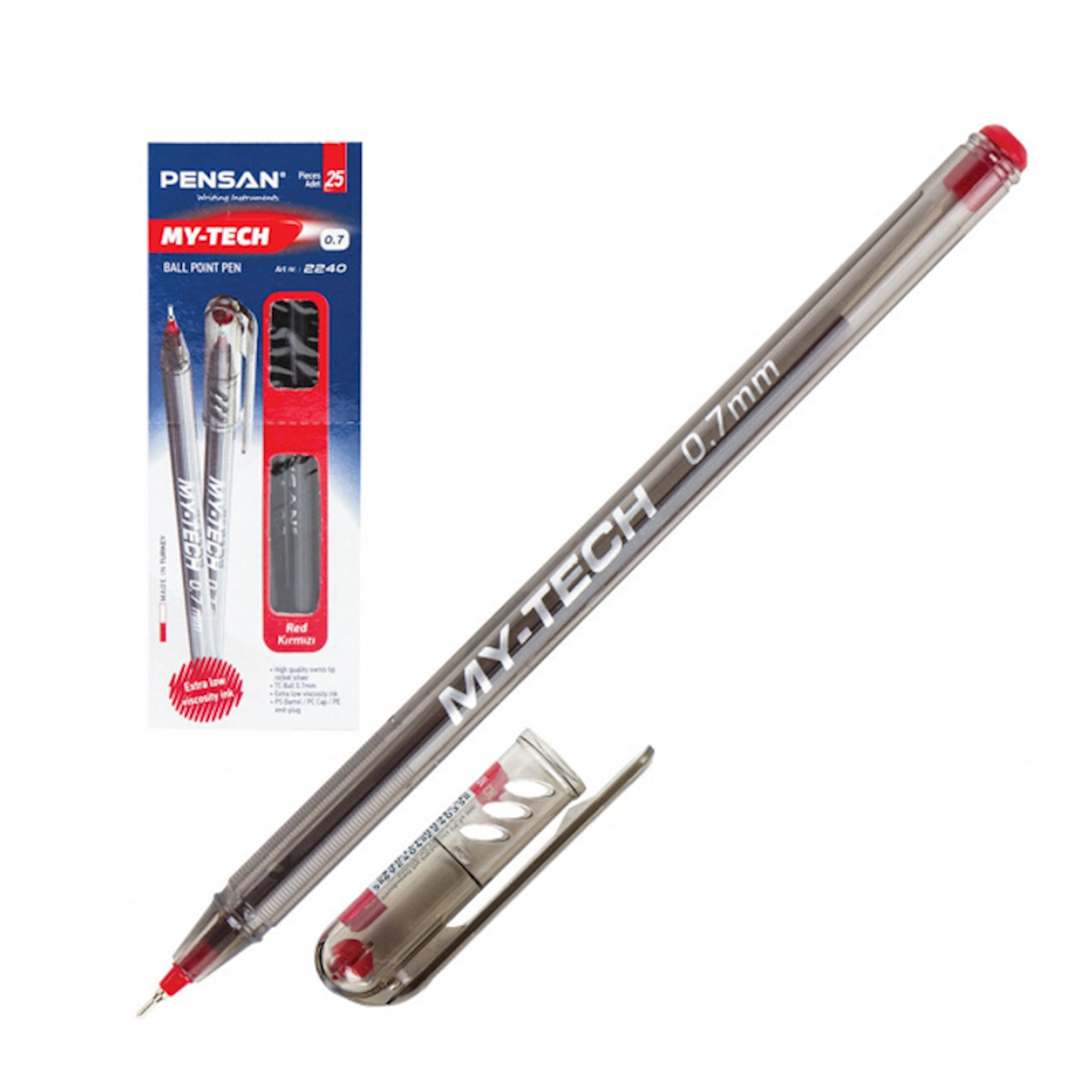 Diyircəkli qələm dəsti Pensan My Tech 0.7 mm, qırmızı, 1 əd