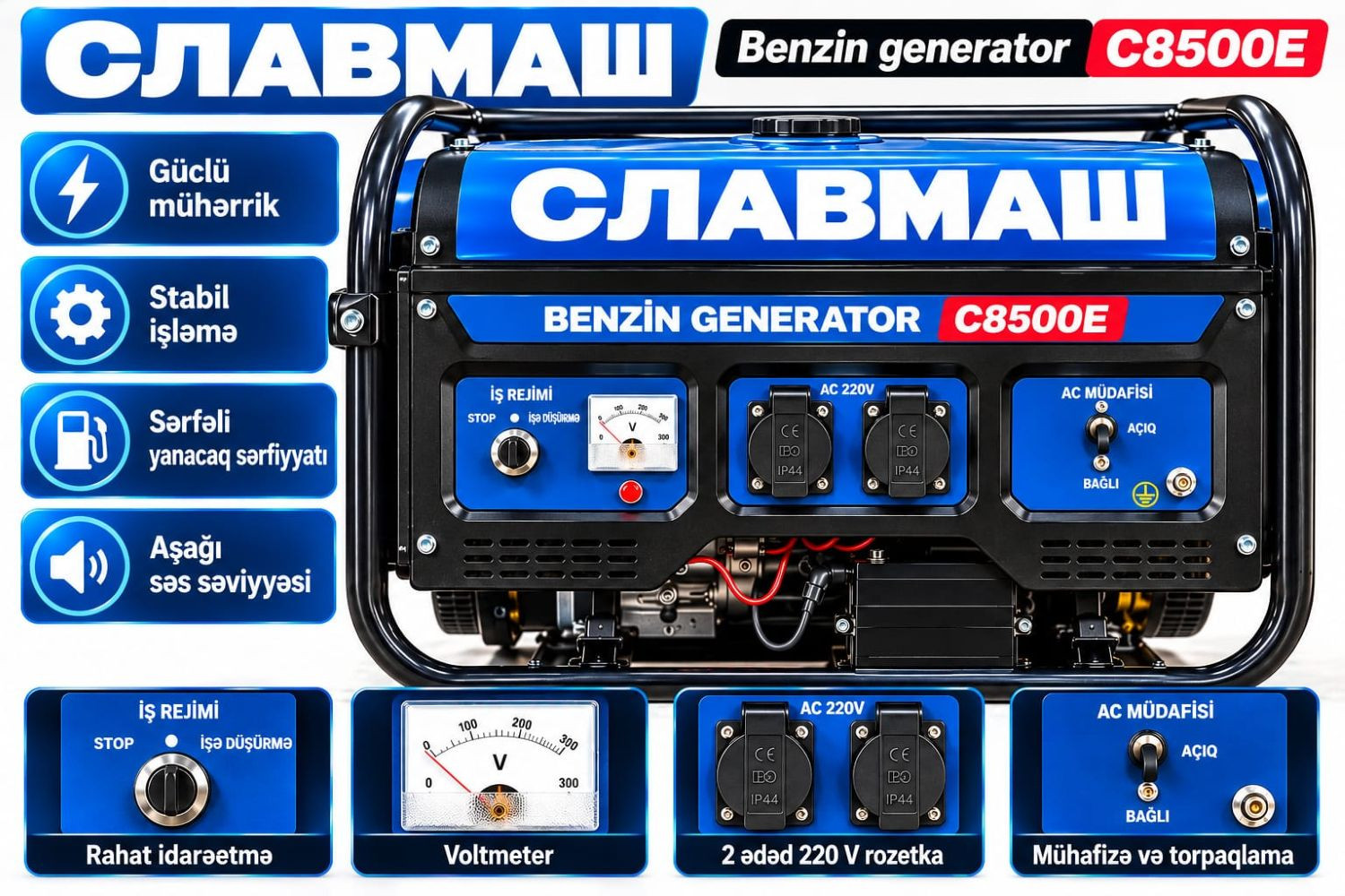 Generator Славмаш, Benzin generatoru, Benzin, 8.5 kVt, 8.5 kVt