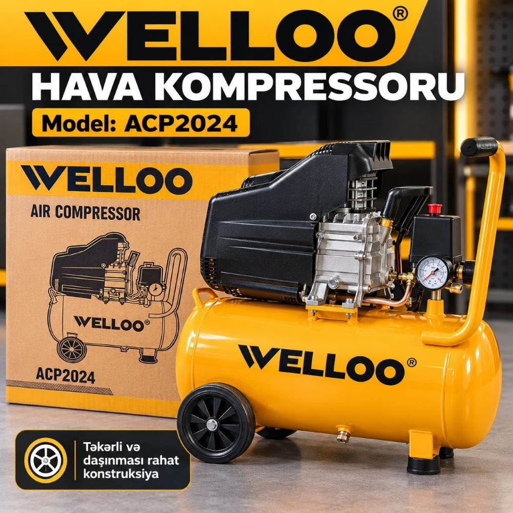 Hava kompressoru Welloo ACP2024, 24 L, 8 bar, 210 litr/dəq