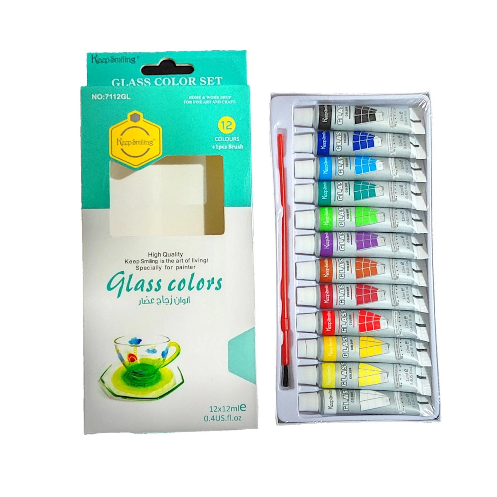 Akril boya dəsti Keep smiling şüşə və keramika üçün, 12х12 ml