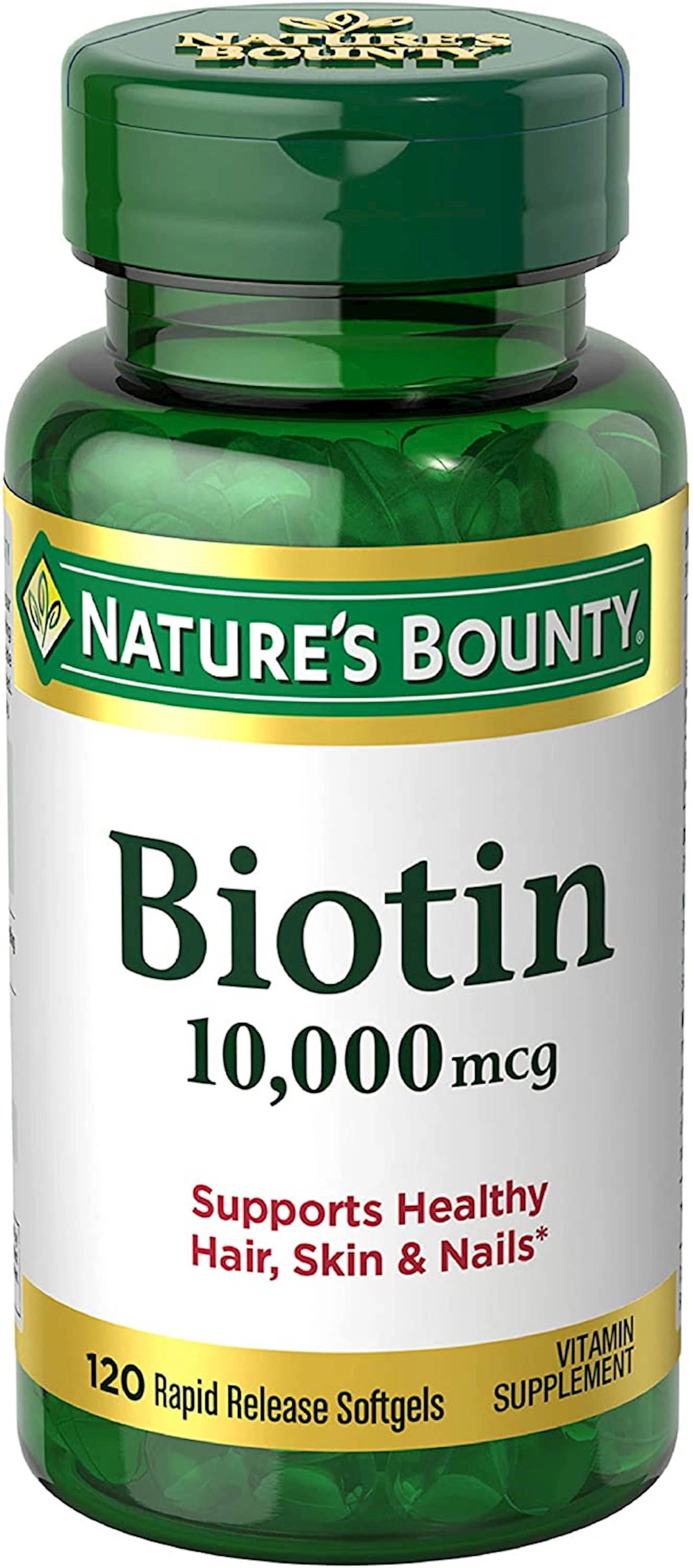 Biotin Nature's Bounty 10000 mkq, sağlam saç, dəri və dırnaqlar, 120 kapsul