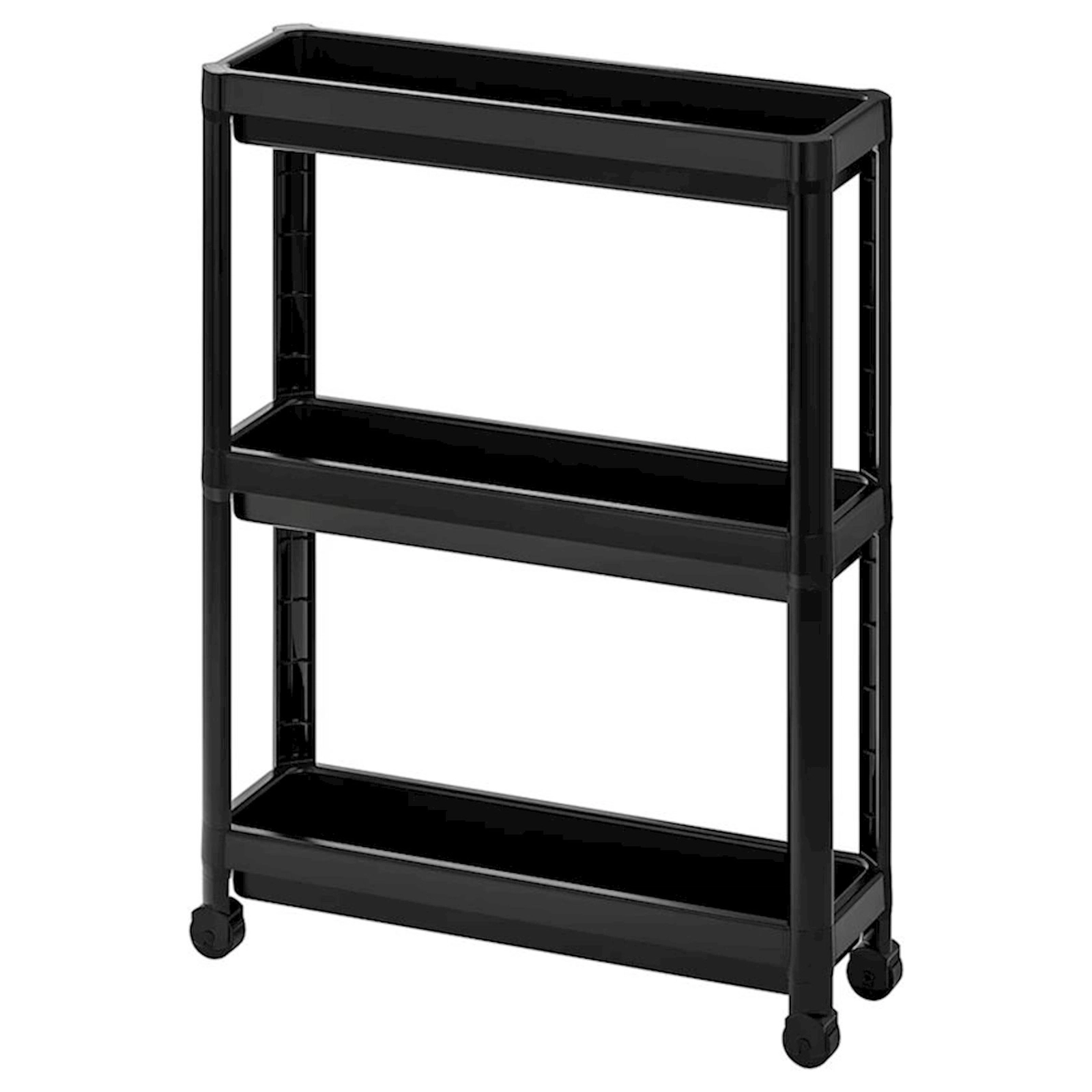 Stellaj IKEA Vesken, 54x18x71 sm, polipropilen, qara