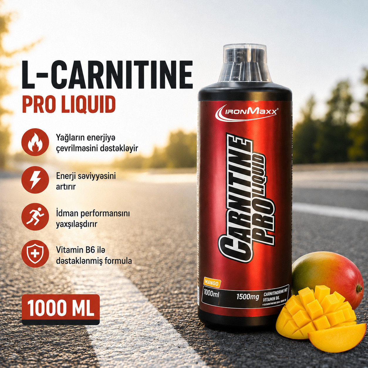 Yağ yandırıcı IronMaxx Carnitine Liquid Mango 1000 ml