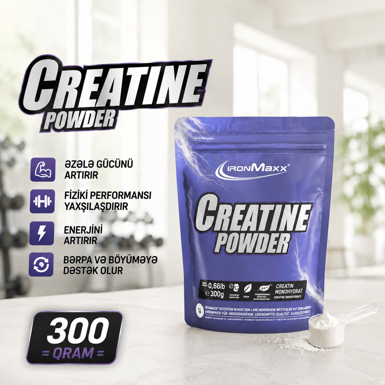 Kreatin IronMaxx Creatine Powder, 300 q