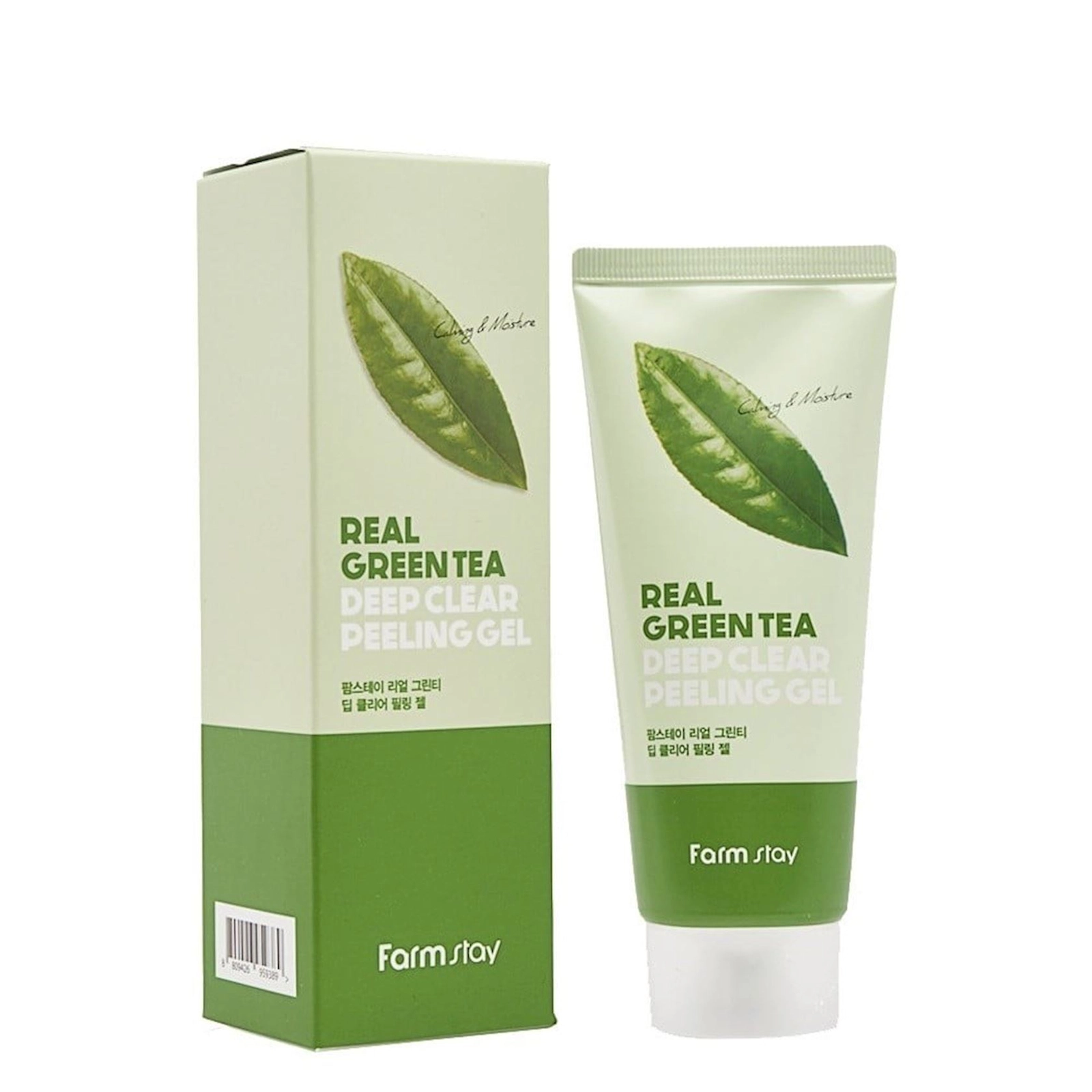 Üzün dərindən təmizlənməsi üçün pilinq gel FarmStay Real Green Tea Deep Clear, 100 ml