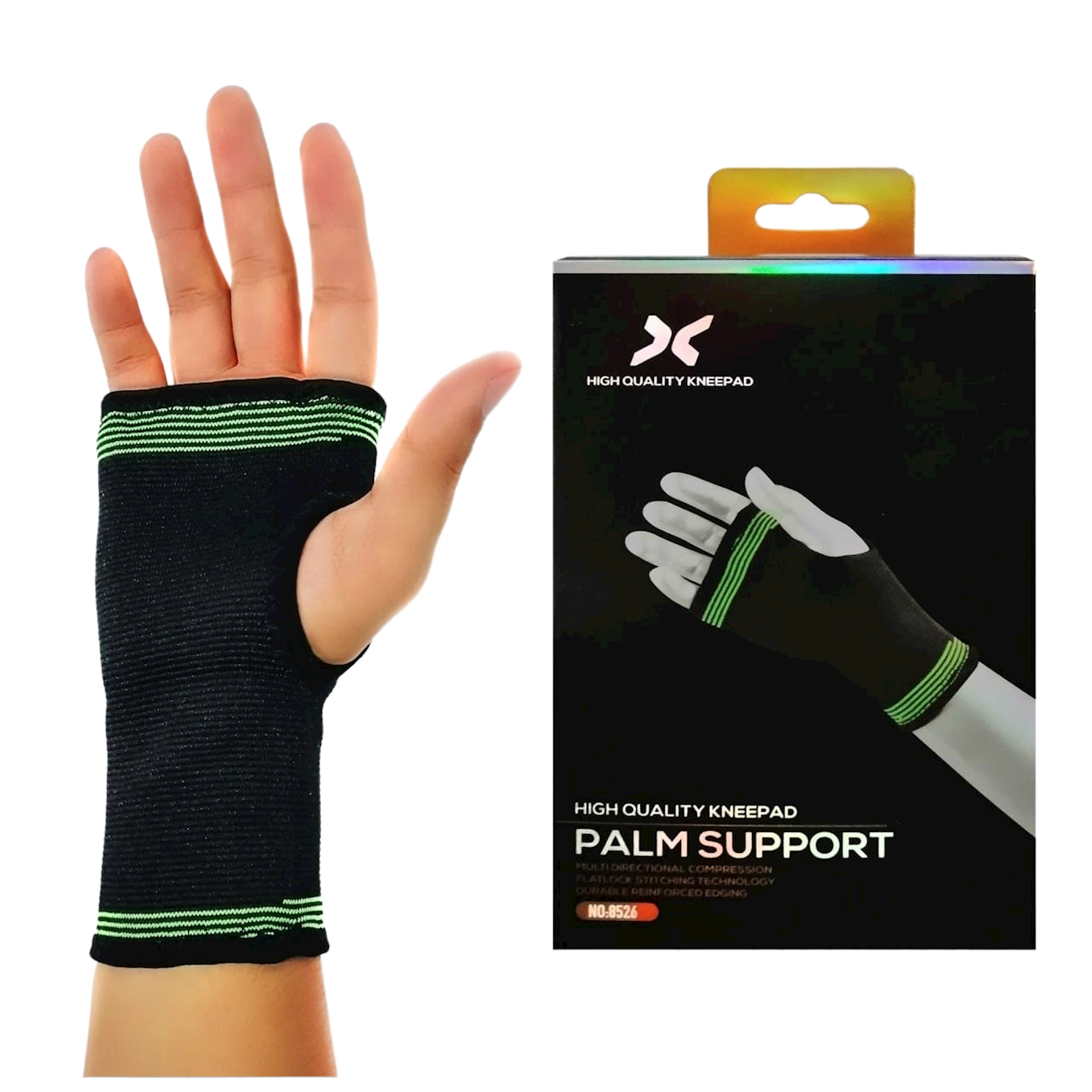 Bilək üçün support, qara/yaşıl, parça