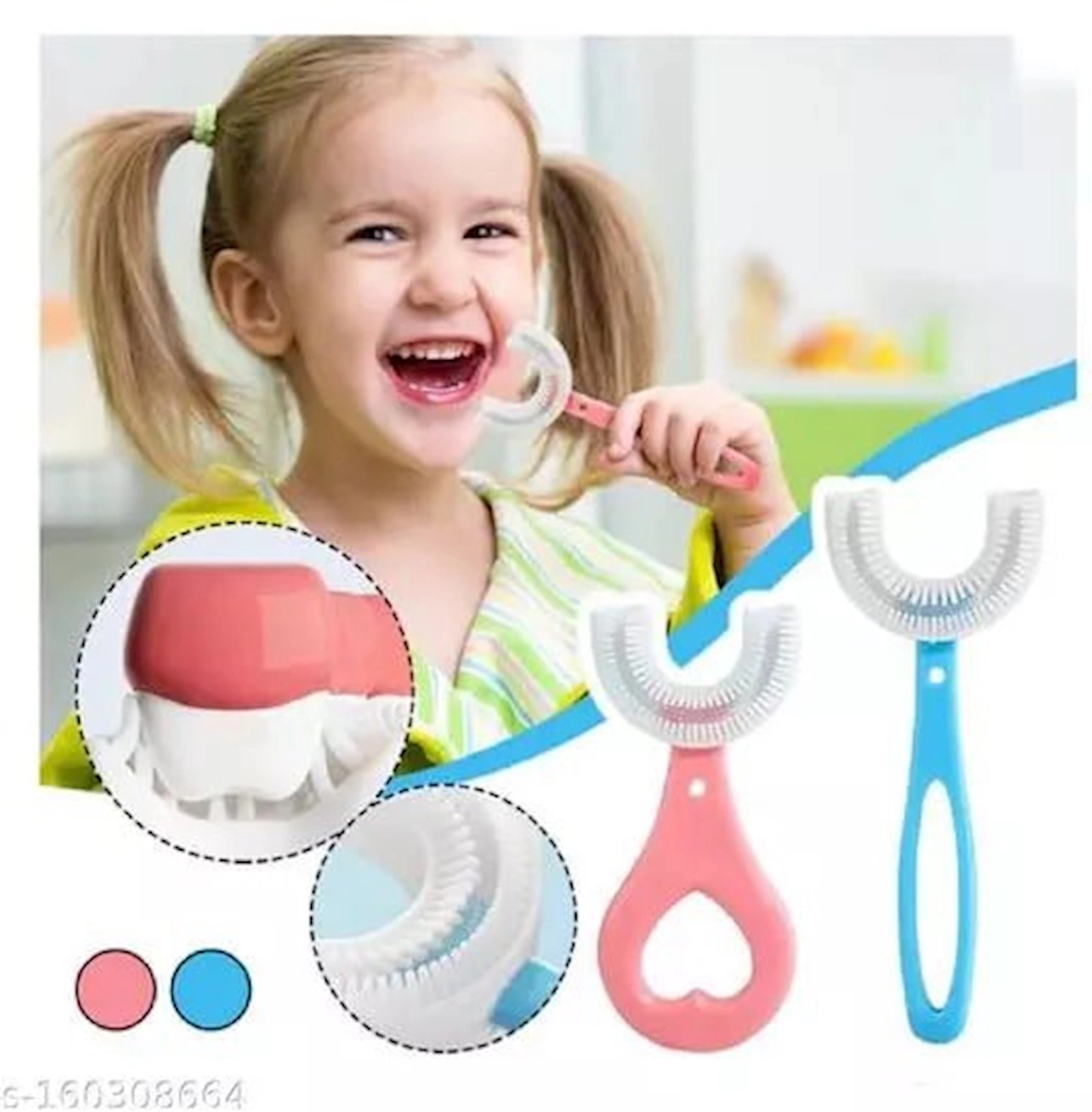 Uşaqlar üçün diş fırçası, U-formalı, yumşaq, silikon, məhsul çeşiddə