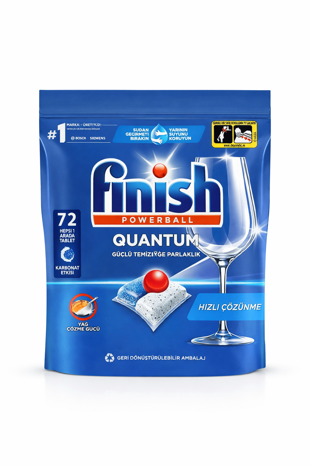 Qabyuyan maşın üçün tabletlər Finish Powerball Quantum 72 əd
