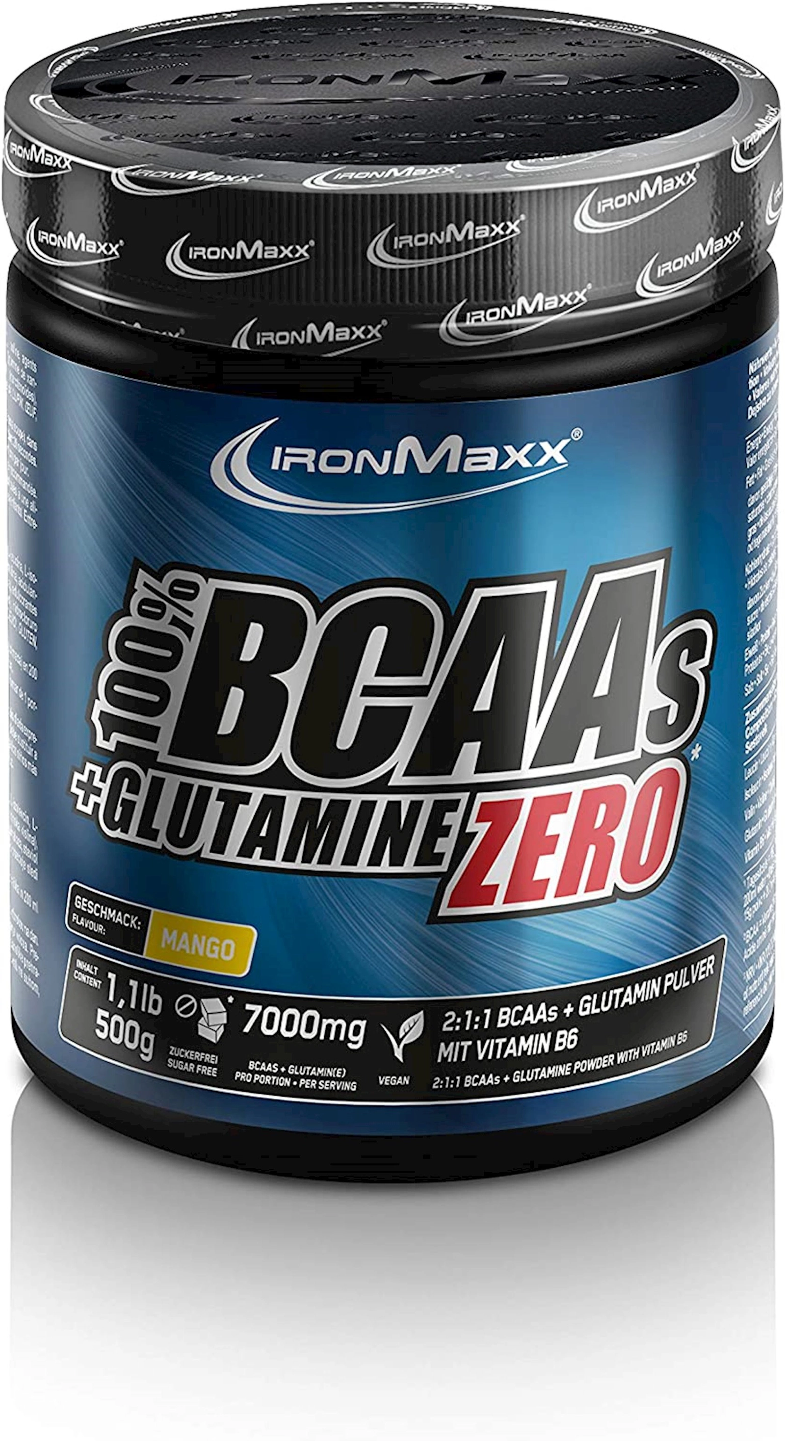 Aminturşular IronMaxx 100% BCAA + Glutamine Zero Mango, 500 qr
