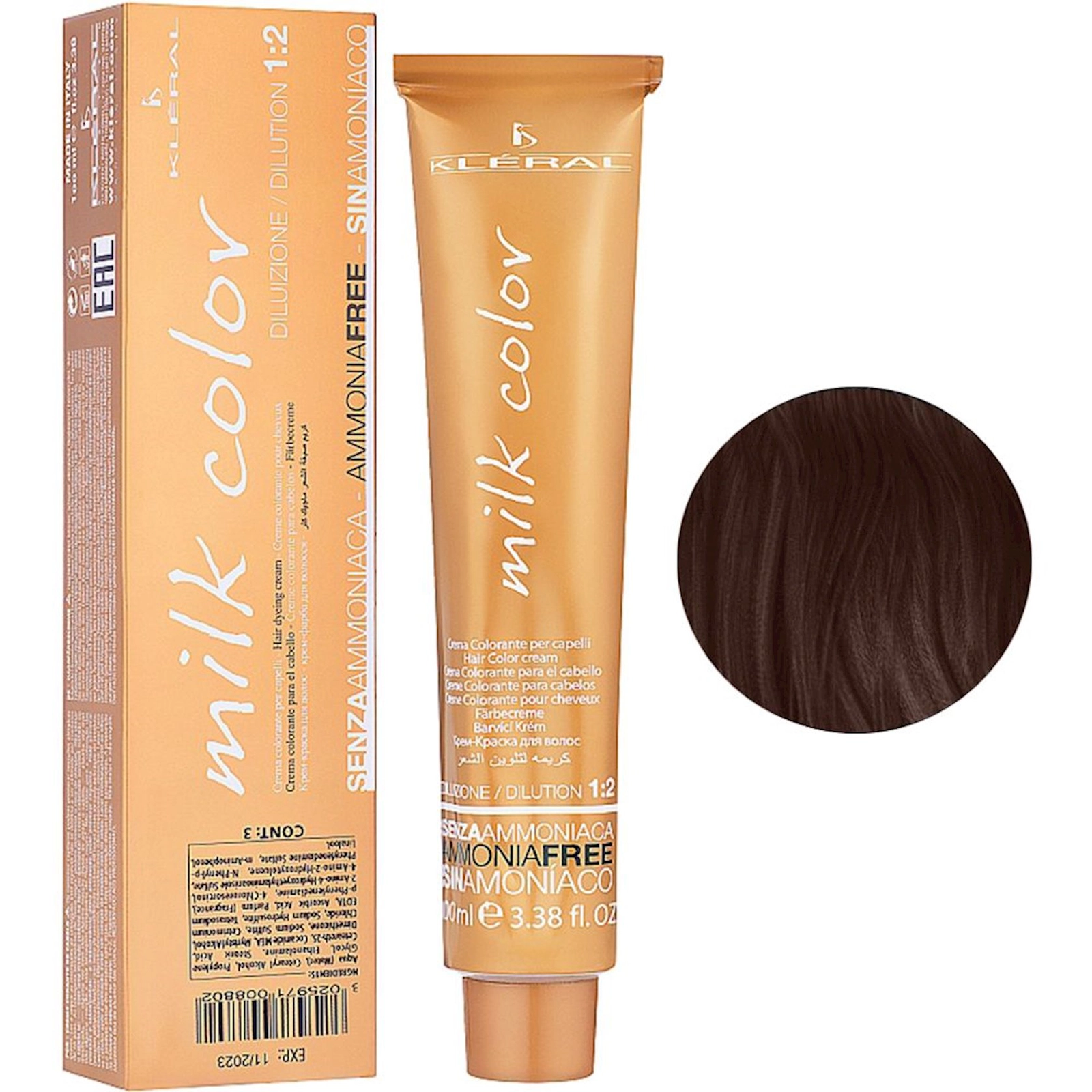 Saç üçün krem-boya​​ Kleral System Milk Color 5.8 Halzenut Light Chestnut 100 ml