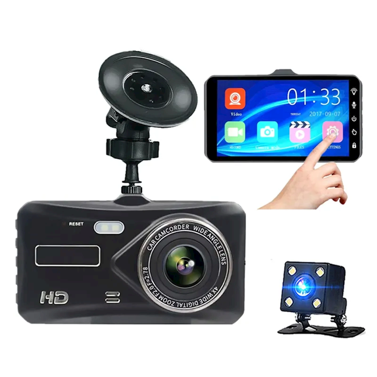 Videoqeydiyyatçı Car Dual Dash Cam, Black