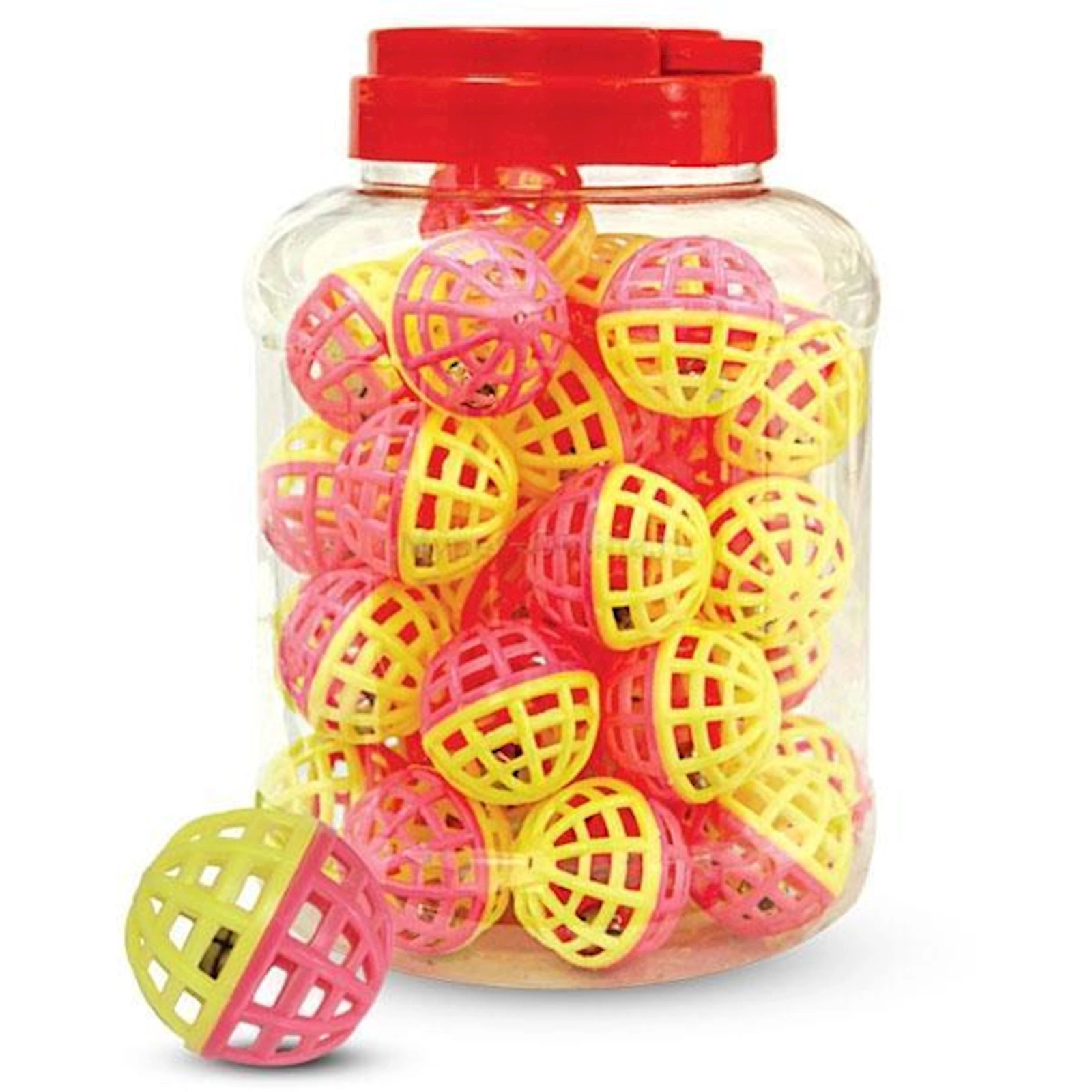 Pişiklər üçün oyuncaq Triol 3825 Top-şax-şax, sarı-çəhrayı, plastik, 40 mm