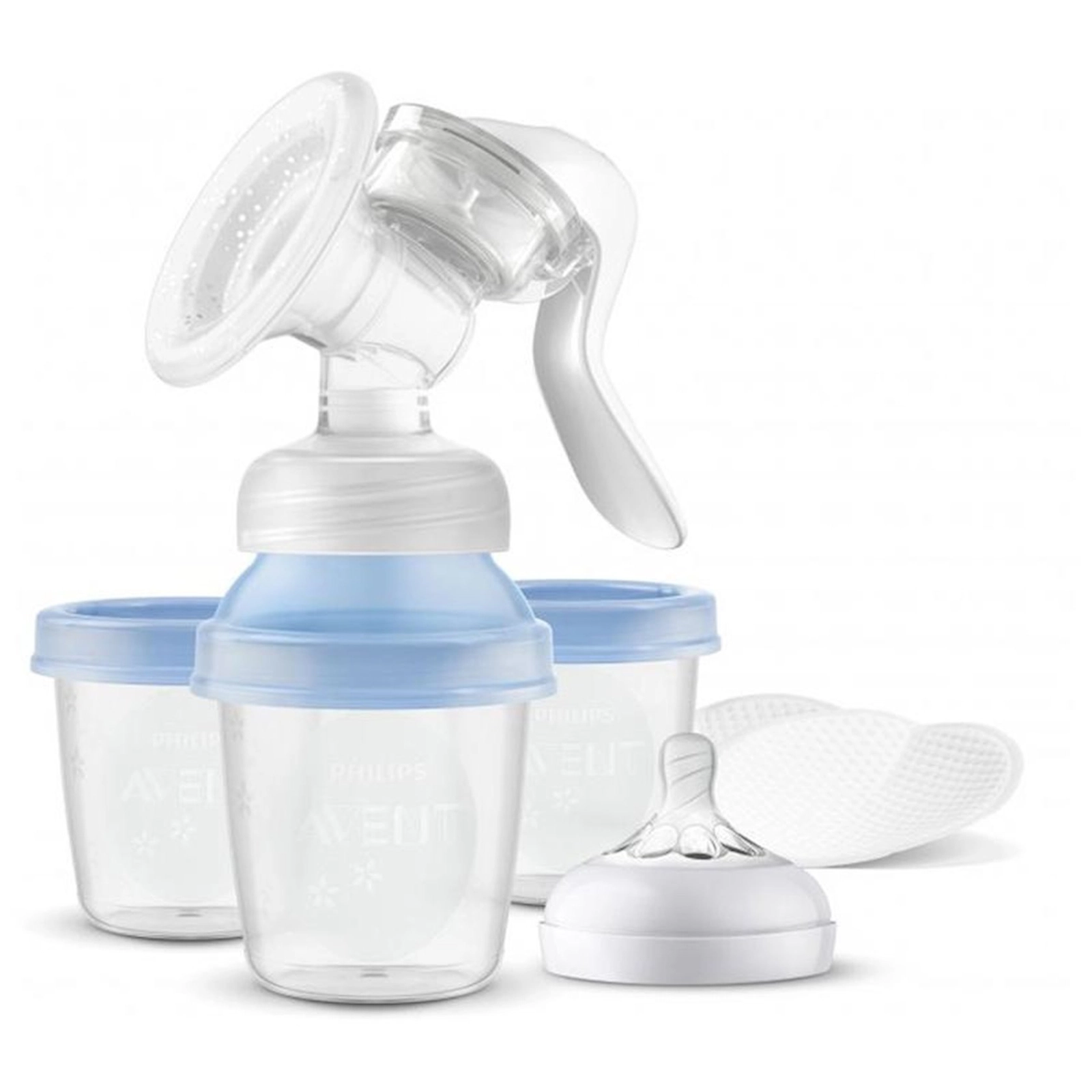 Əl süd nasosu Philips AVENT Natural SCF430/13, 3 ədəd süd saxlama konteyneri ilə