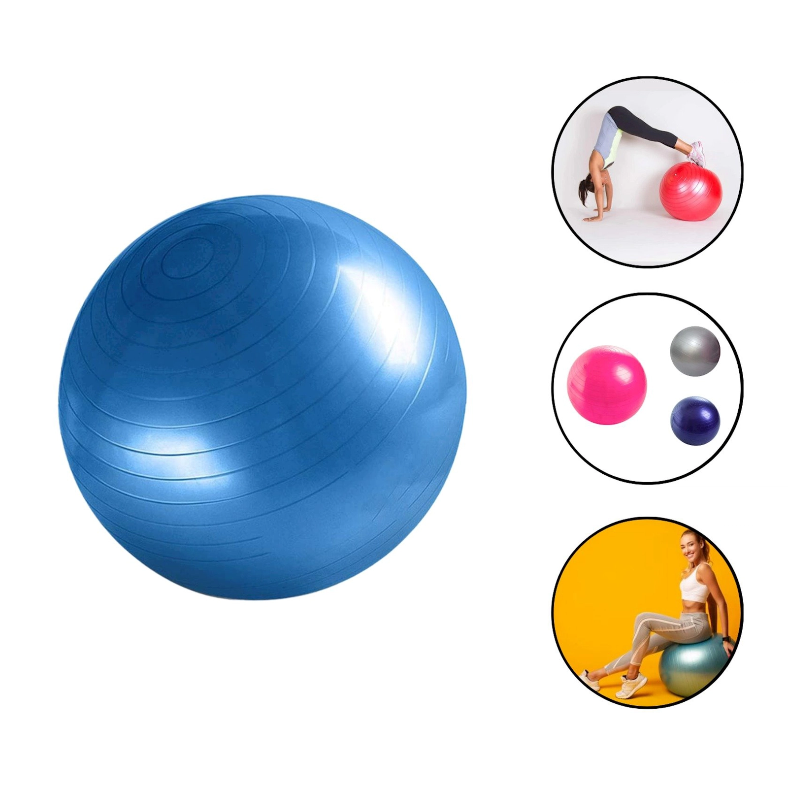 Fitnes topu Gymnic 1062 PVC, mavi, 85 sm